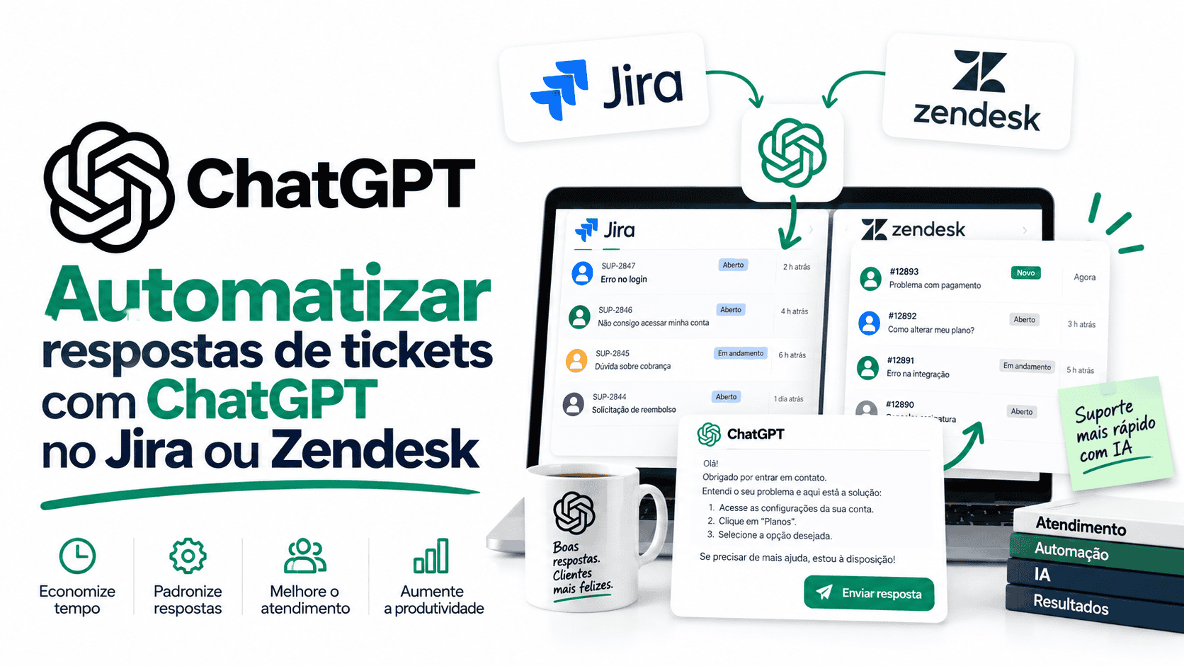 Automatizar respostas de tickets com ChatGPT no Jira ou Zendesk: guia seguro e prático