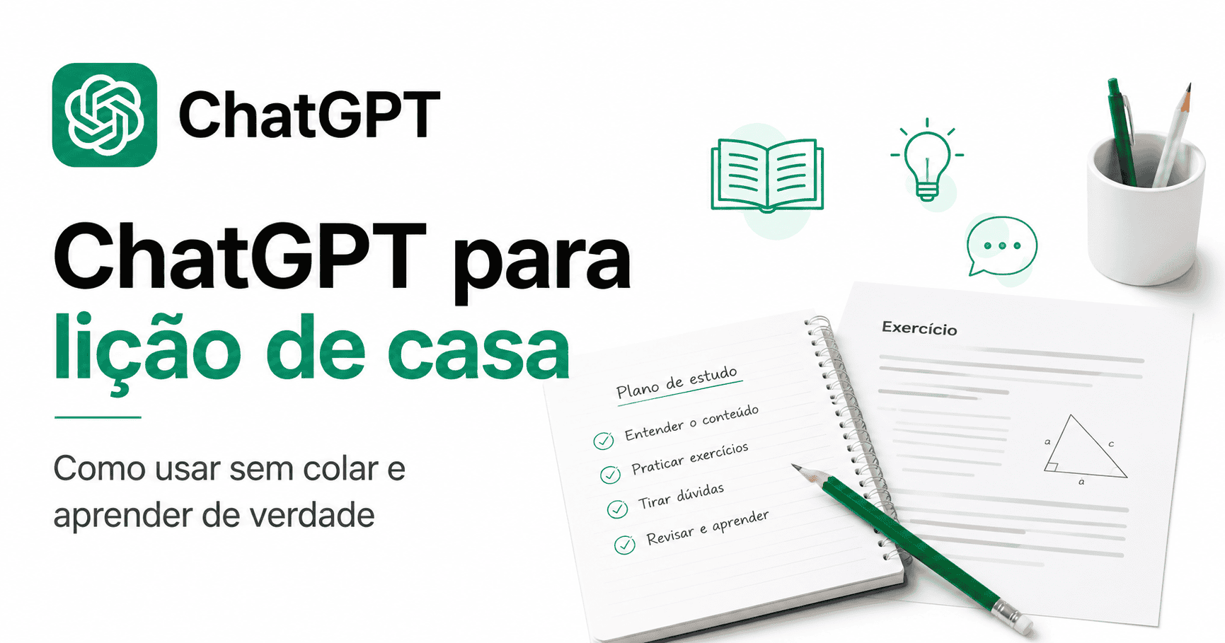 Estudante usando IA para estudar e fazer lição de casa com responsabilidade