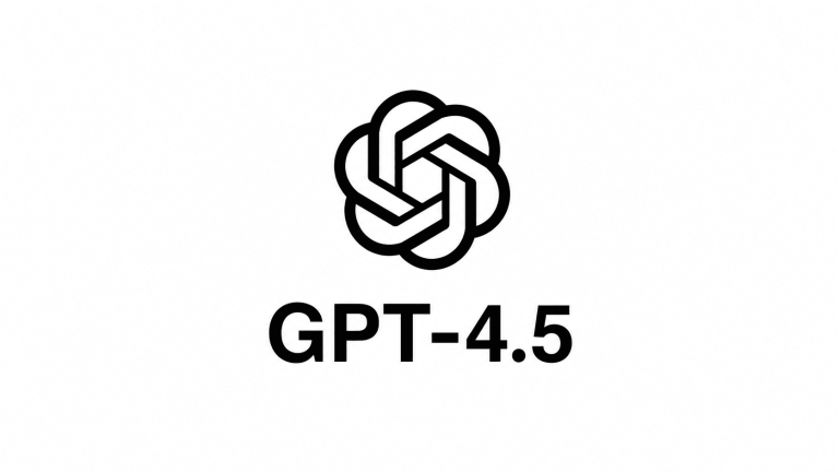 Logotipo do ChatGPT com o nome GPT-4.5 em fundo branco