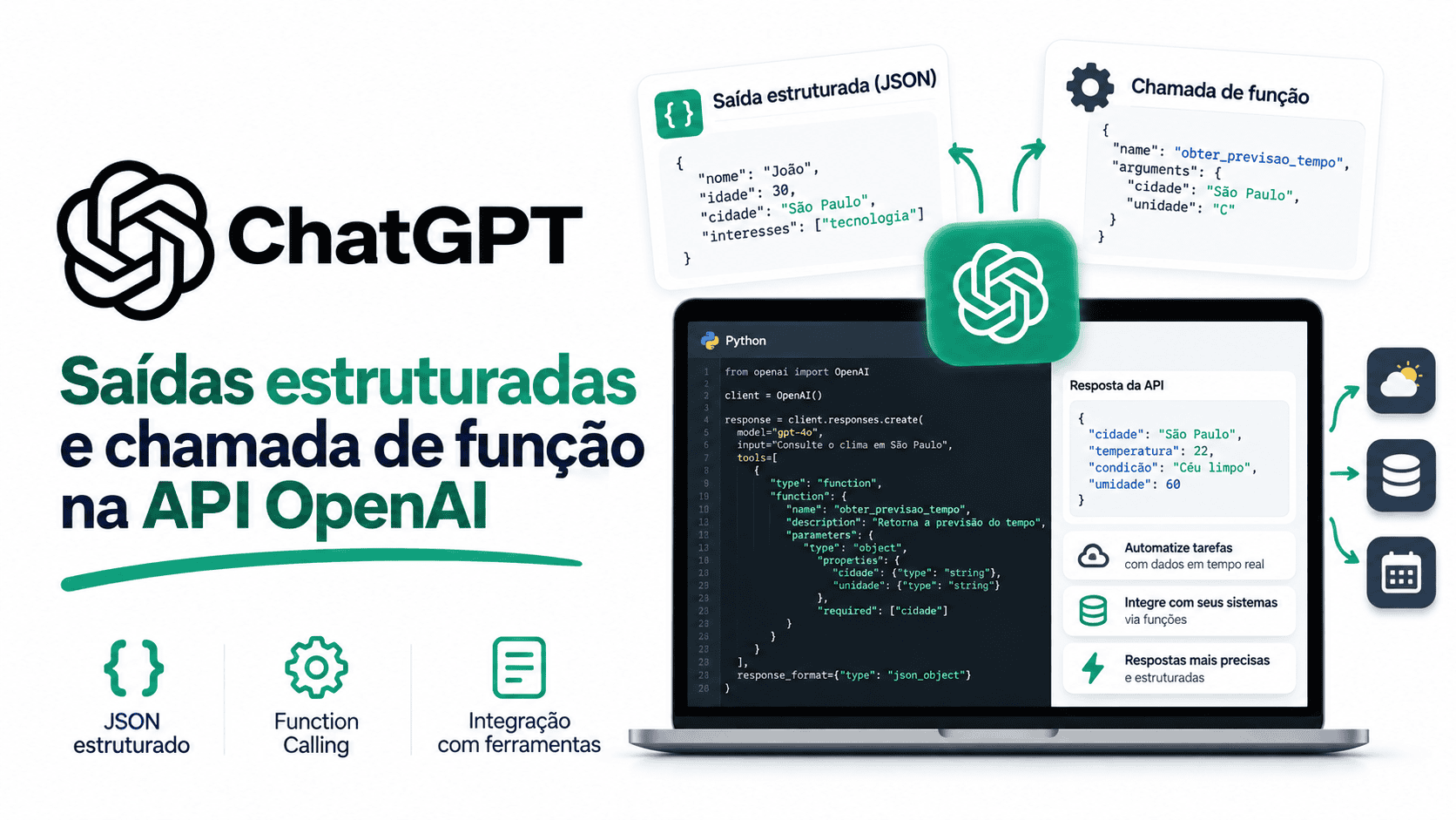 Saídas estruturadas e chamada de função na API OpenAI: diferenças e implementação