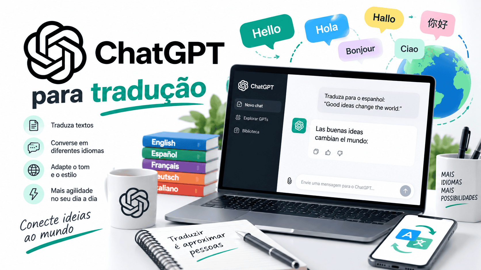 ChatGPT para tradução: como traduzir textos, arquivos e voz
