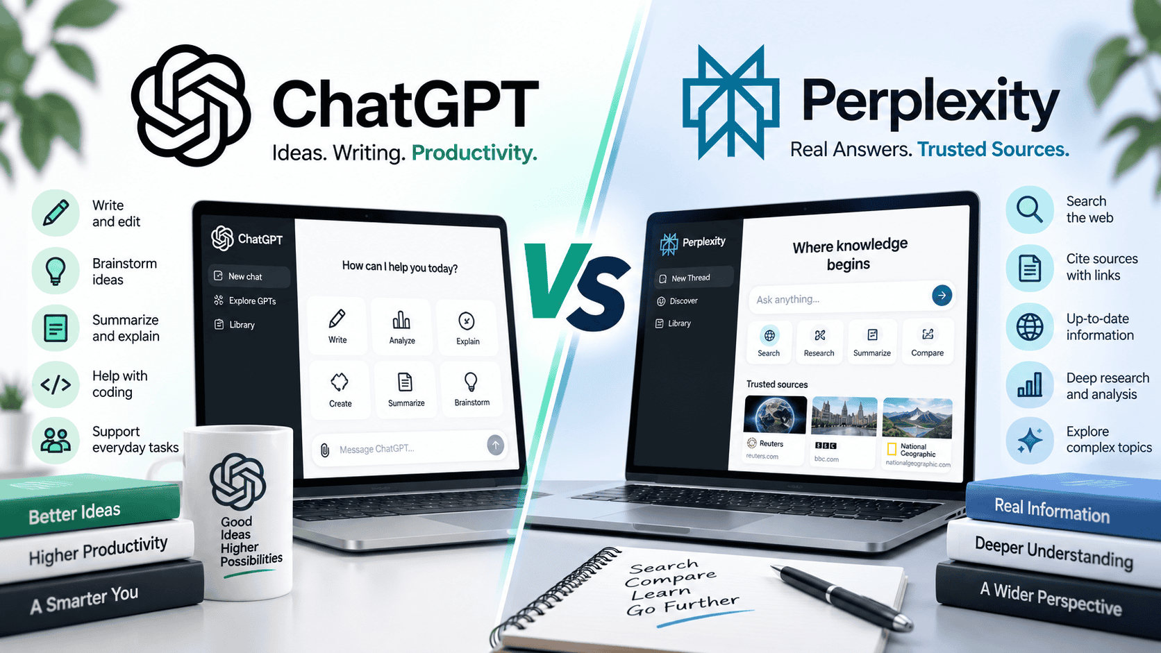 ChatGPT vs Perplexity: qual escolher para pesquisa, arquivos e trabalho