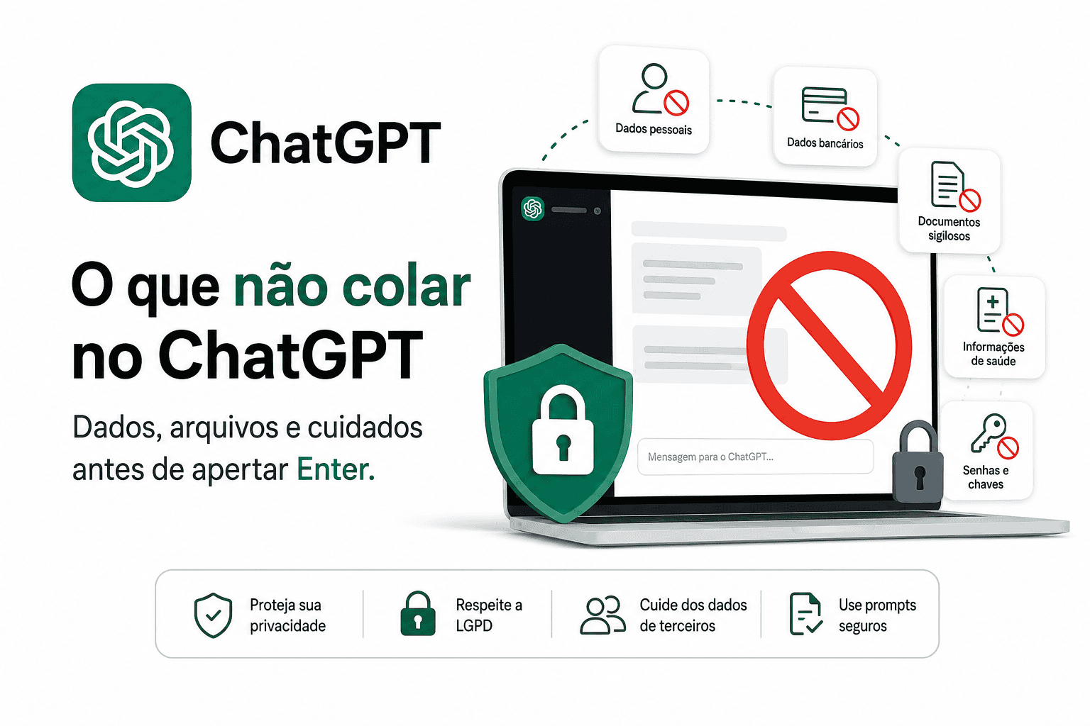 O que não colar no ChatGPT: proteção de dados pessoais, senhas, documentos e informações confidenciais