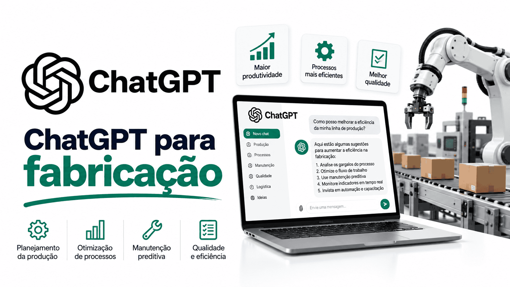 ChatGPT para fabricação: como usar na produção, qualidade e manutenção